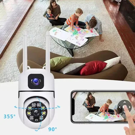 Mini Dual Lens/Screen 2in1 PTZ+Bullet 5+5MP Full HD 1080 WiFi Wireless Indoor Camera