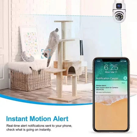 Mini Dual Lens/Screen 2in1 PTZ+Bullet 5+5MP Full HD 1080 WiFi Wireless Indoor Camera