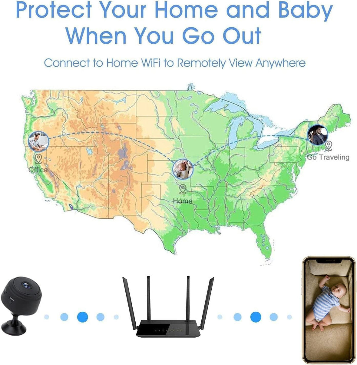 Wireless HD Camera |  Full HD Wi-Fi Wireless Security Camera| A9 1080P Mini Hidden Spy Camera |