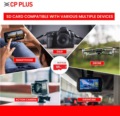 CP PLUS CP-NM64 64 GB MicroSD Card Class 10 70
MB/s Memory Card Compatible with Camera, Mobile, Tablet
